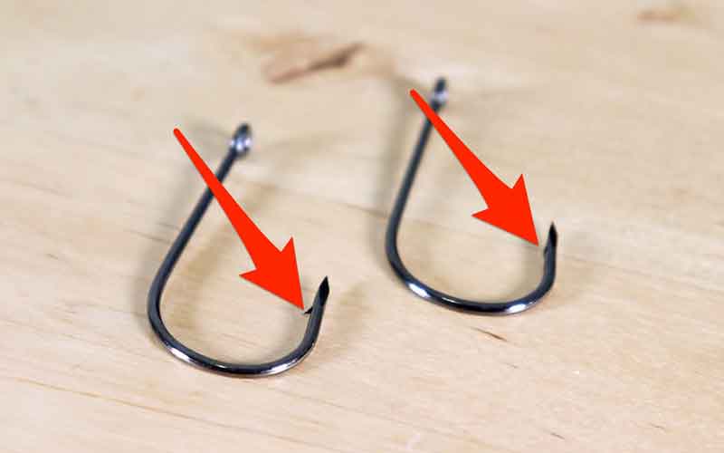 Barbed (left) versus barbless (right) hooks